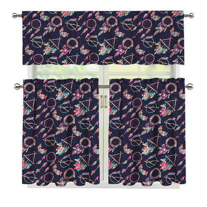 Native American Dream Catcher Print 3 Piece Kitchen Curtains