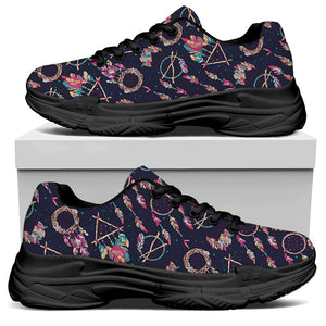 Native American Dream Catcher Print Black Chunky Shoes