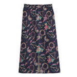 Native American Dream Catcher Print Cotton Front Slit Maxi Skirt