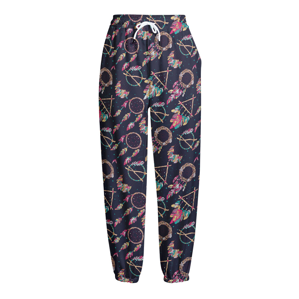 Native American Dream Catcher Print Fleece Lined Knit Pants