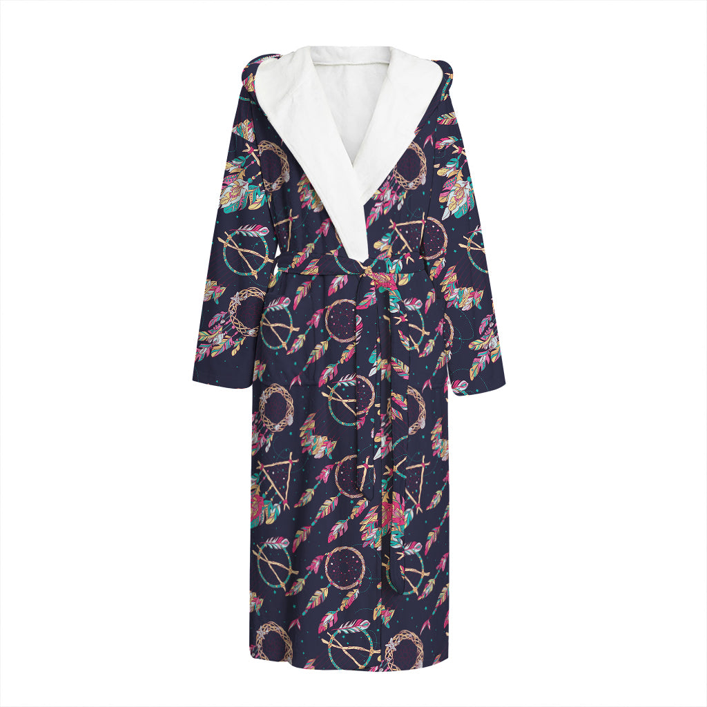 Native American Dream Catcher Print Hooded Bathrobe