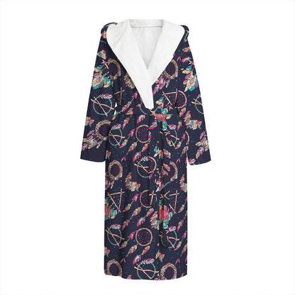 Native American Dream Catcher Print Hooded Bathrobe