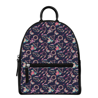 Native American Dream Catcher Print Leather Backpack