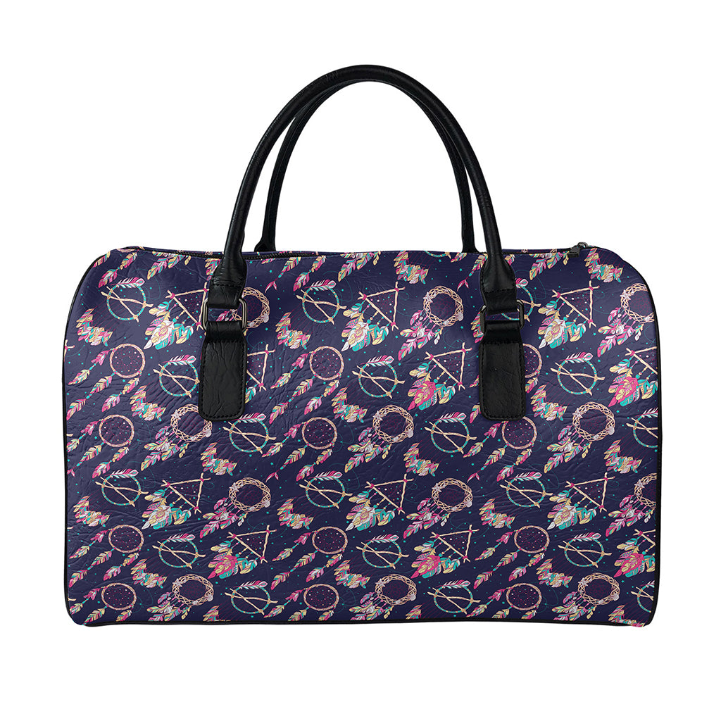Native American Dream Catcher Print Leather Duffle Bag