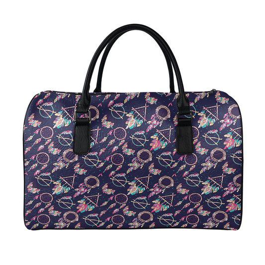 Native American Dream Catcher Print Leather Duffle Bag
