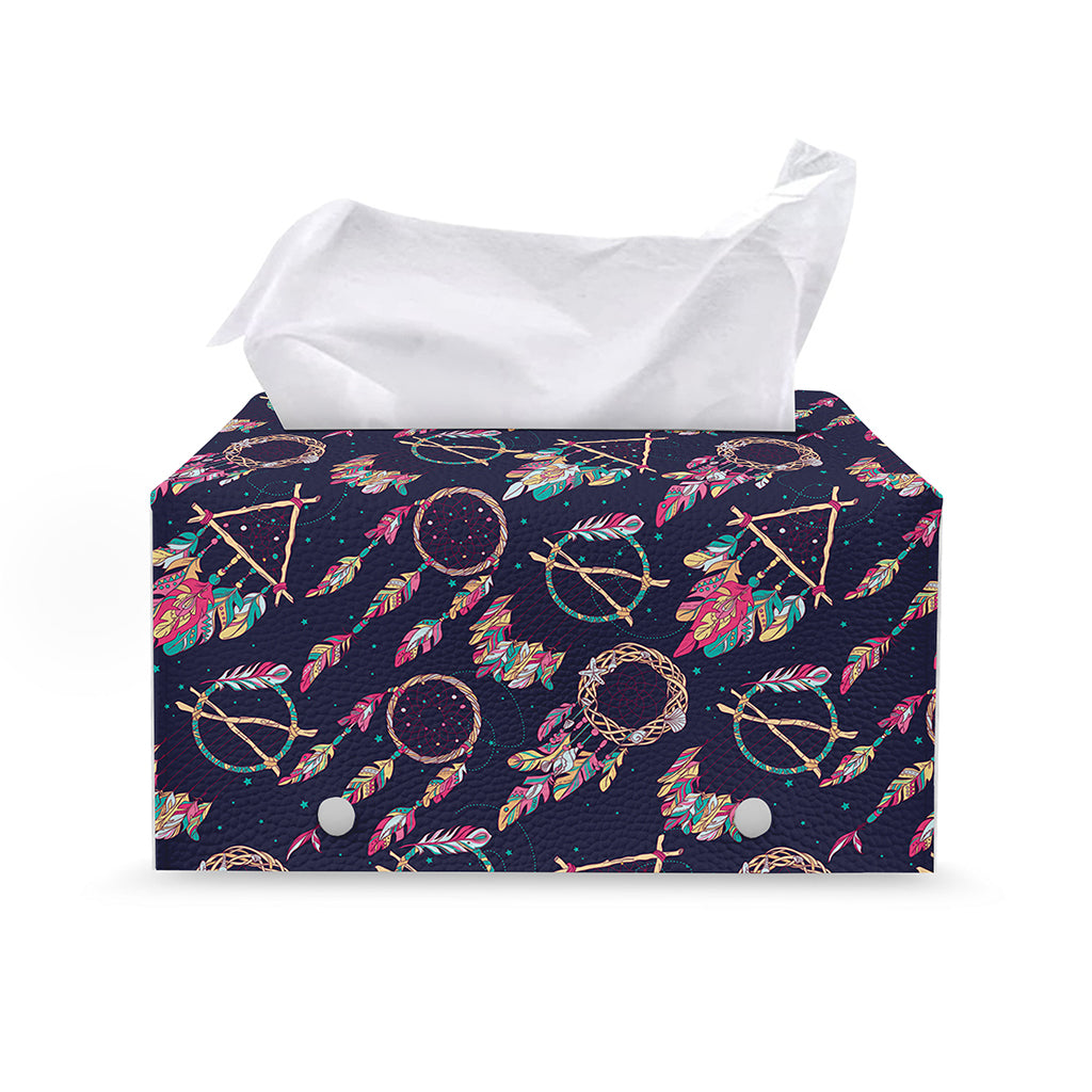 Native American Dream Catcher Print Leather Tissue Box Cover