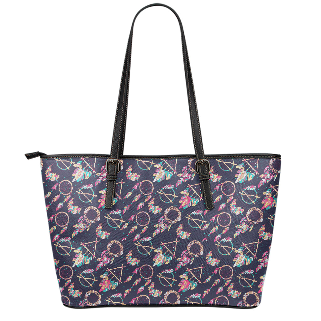 Native American Dream Catcher Print Leather Tote Bag