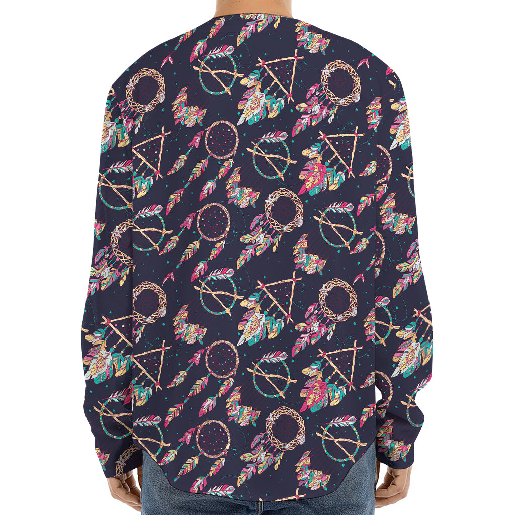 Native American Dream Catcher Print Long Sleeve Baseball Jersey
