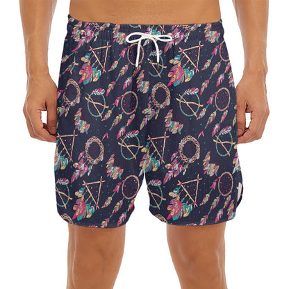 Native American Dream Catcher Print Men's Split Running Shorts