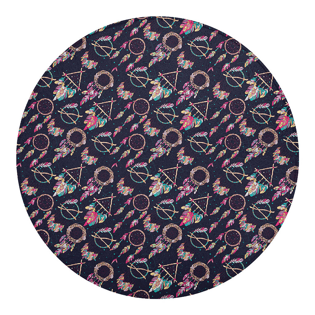 Native American Dream Catcher Print Round Blanket