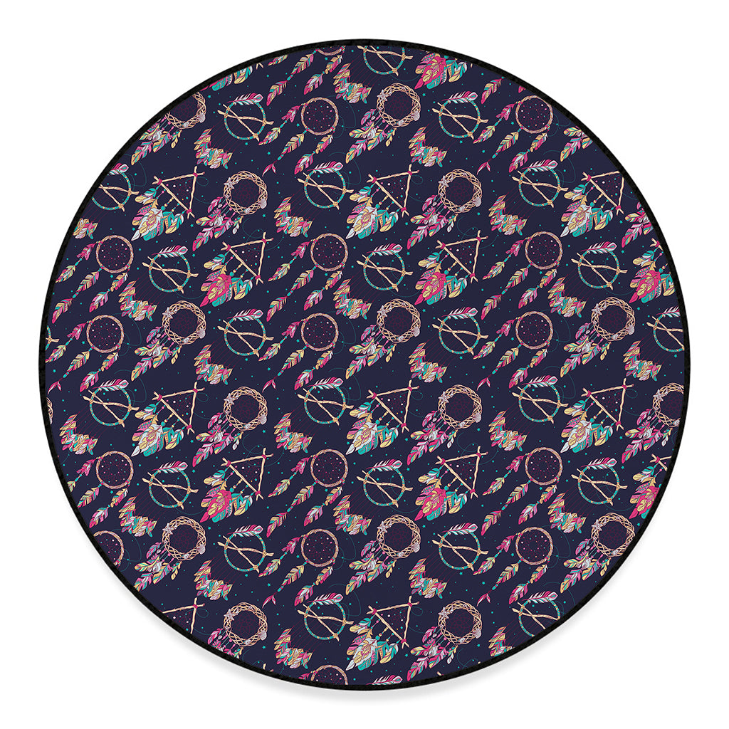 Native American Dream Catcher Print Round Floor Mat