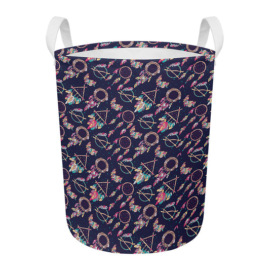 Native American Dream Catcher Print Round Laundry Basket