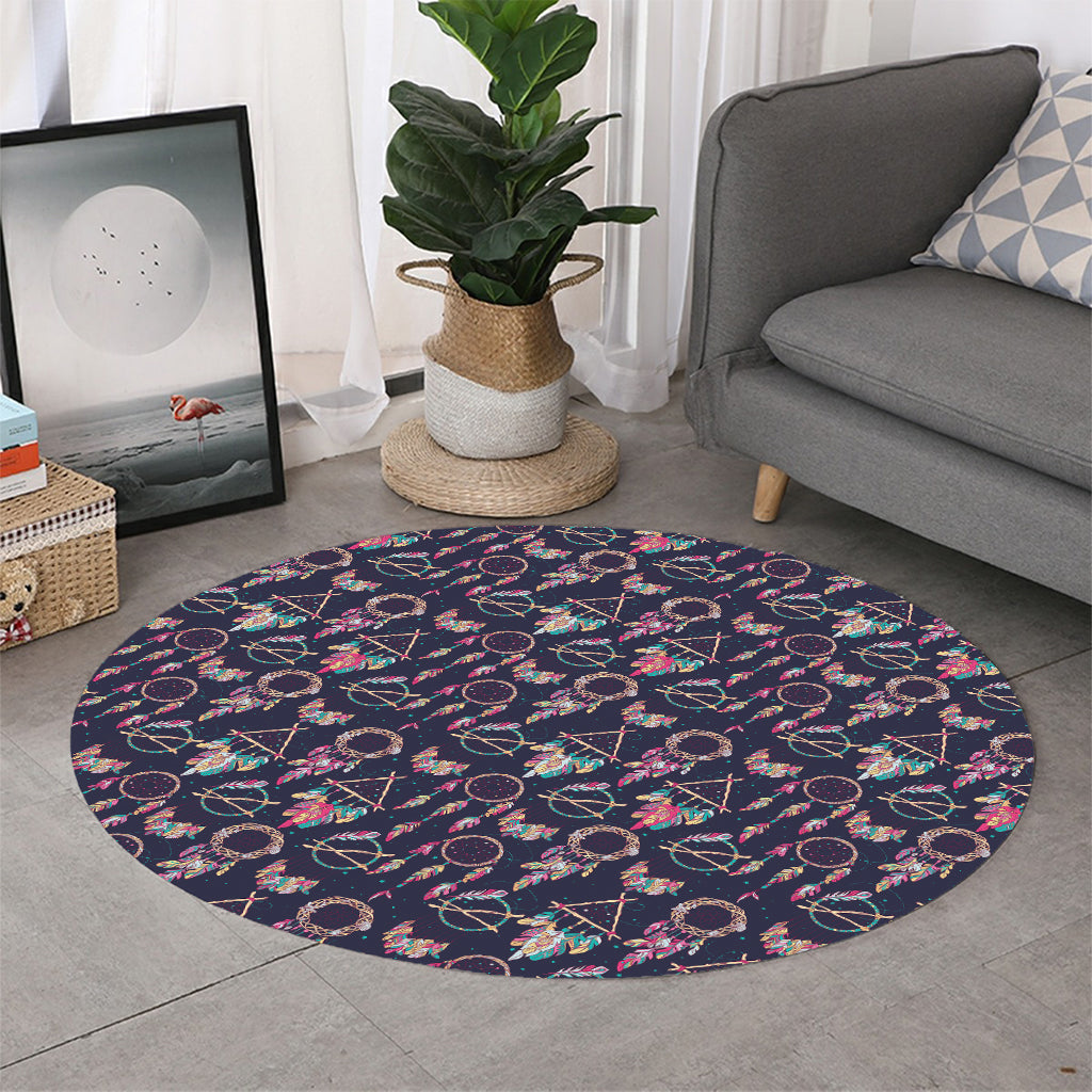 Native American Dream Catcher Print Round Rug