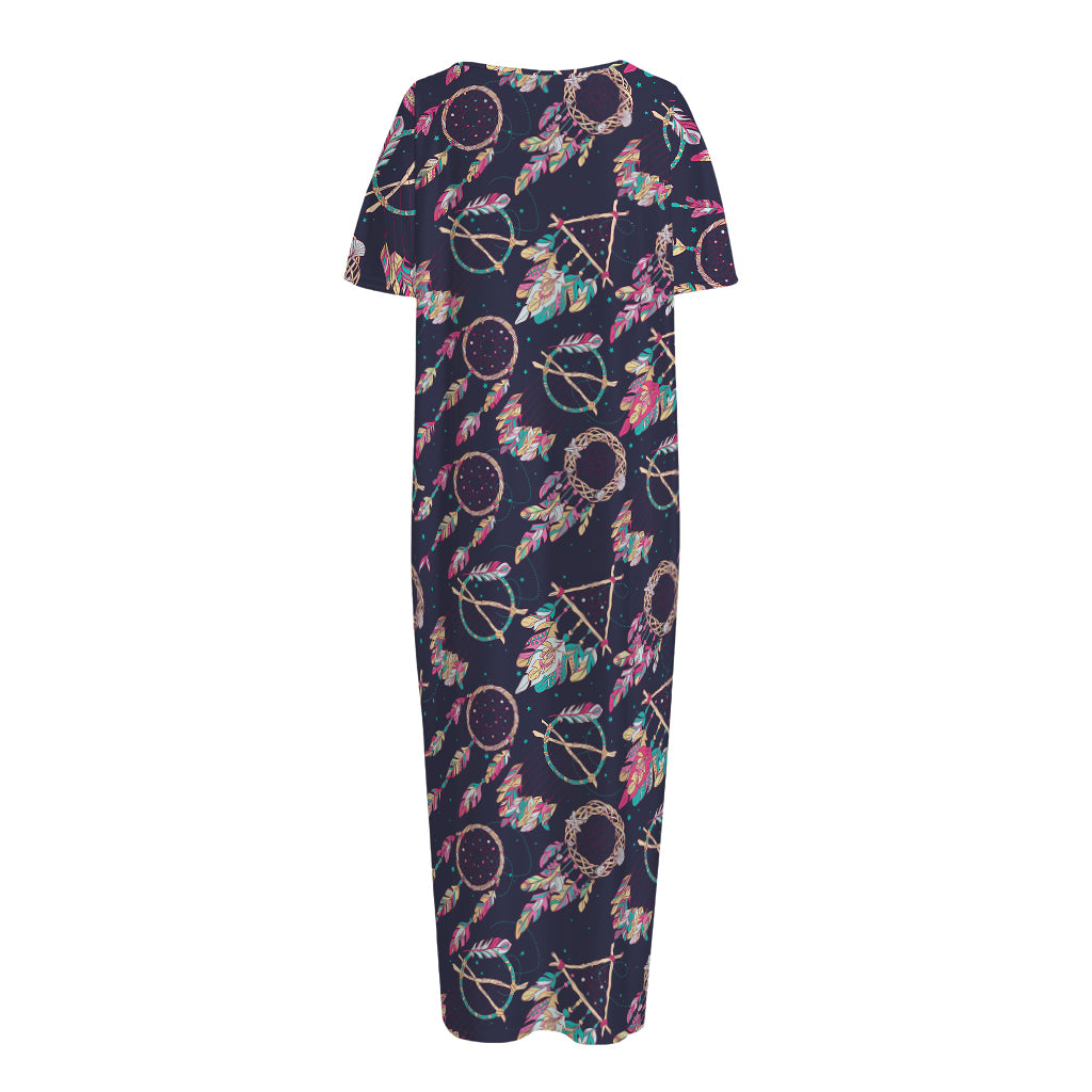 Native American Dream Catcher Print Short Sleeve Long Nightdress