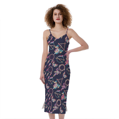 Native American Dream Catcher Print Slim Fit Midi Cami Dress