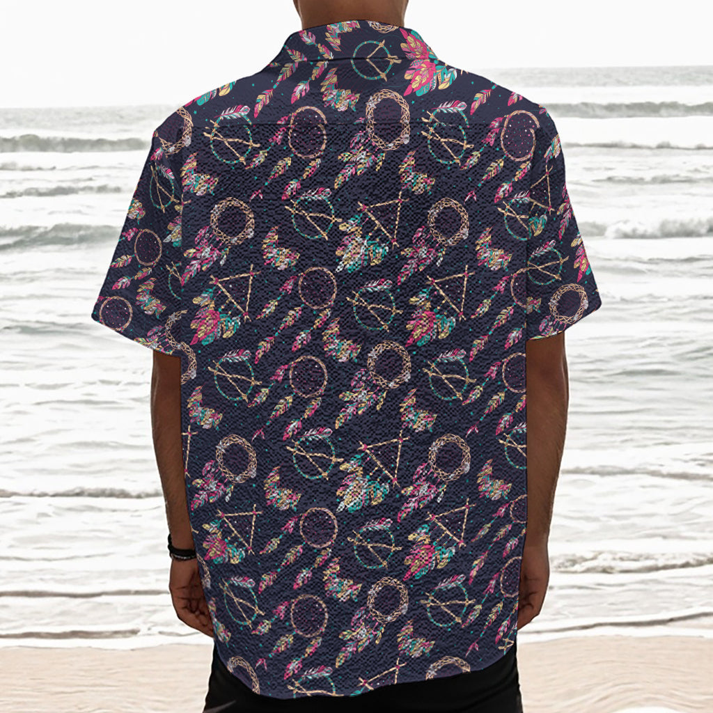Native American Dream Catcher Print Textured Short Sleeve Shirt