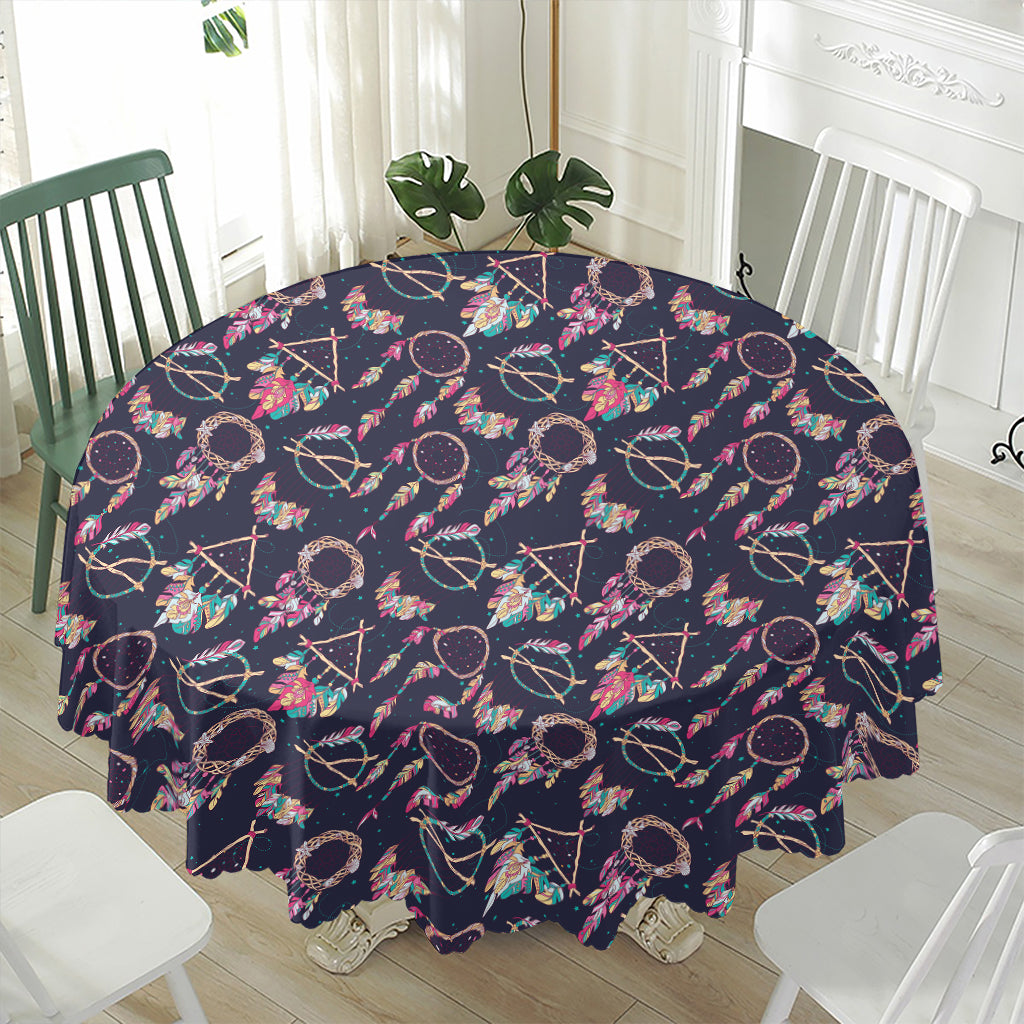 Native American Dream Catcher Print Waterproof Round Tablecloth