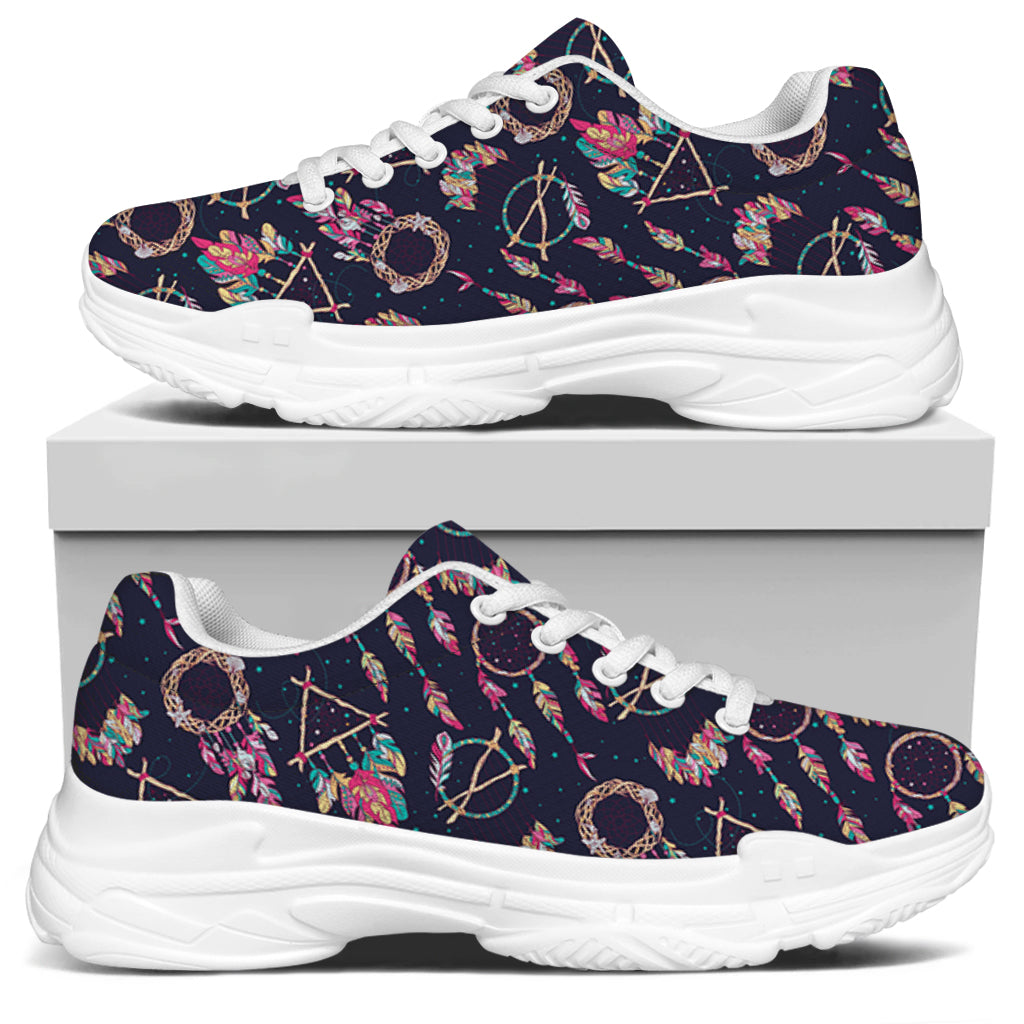 Native American Dream Catcher Print White Chunky Shoes