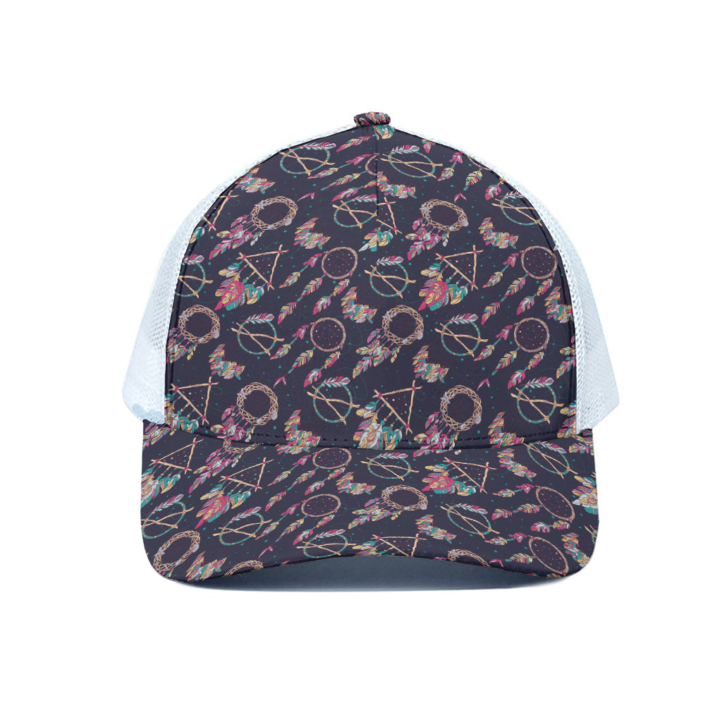 Native American Dream Catcher Print White Mesh Trucker Cap