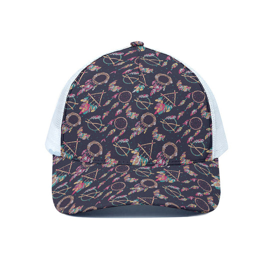 Native American Dream Catcher Print White Mesh Trucker Cap