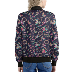 Native American Dream Catcher Print Women's Bomber Jacket