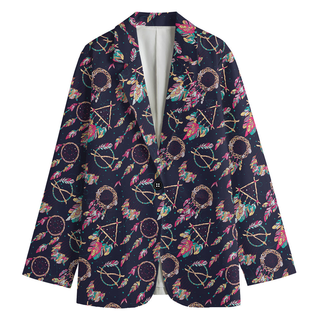 Native American Dream Catcher Print Women's Cotton Blazer