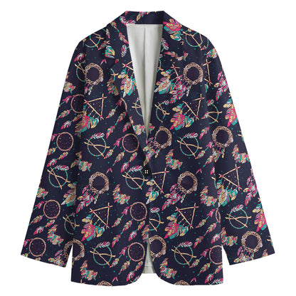 Native American Dream Catcher Print Women's Cotton Blazer