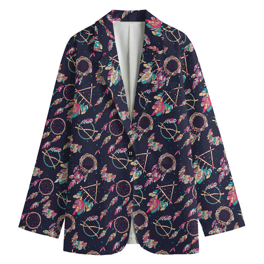 Native American Dream Catcher Print Women's Cotton Blazer