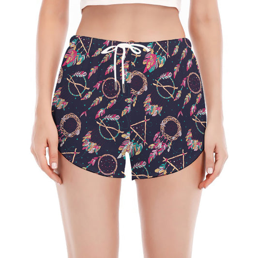 Native American Dream Catcher Print Women's Split Running Shorts