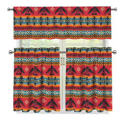 Native American Eagle Pattern Print 3 Piece Kitchen Curtains