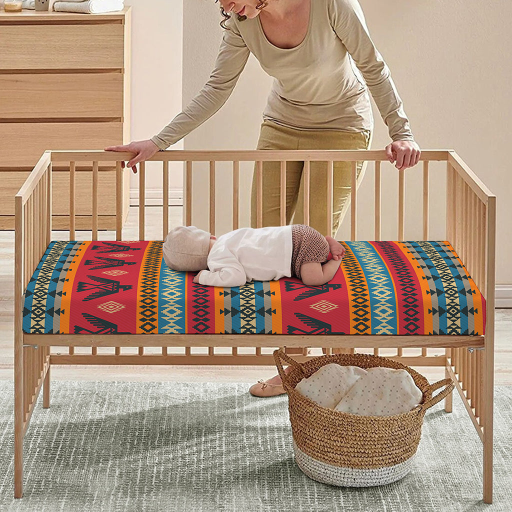 Native American Eagle Pattern Print Baby Crib Sheet