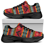Native American Eagle Pattern Print Black Chunky Shoes