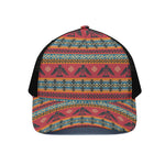 Native American Eagle Pattern Print Black Mesh Trucker Cap