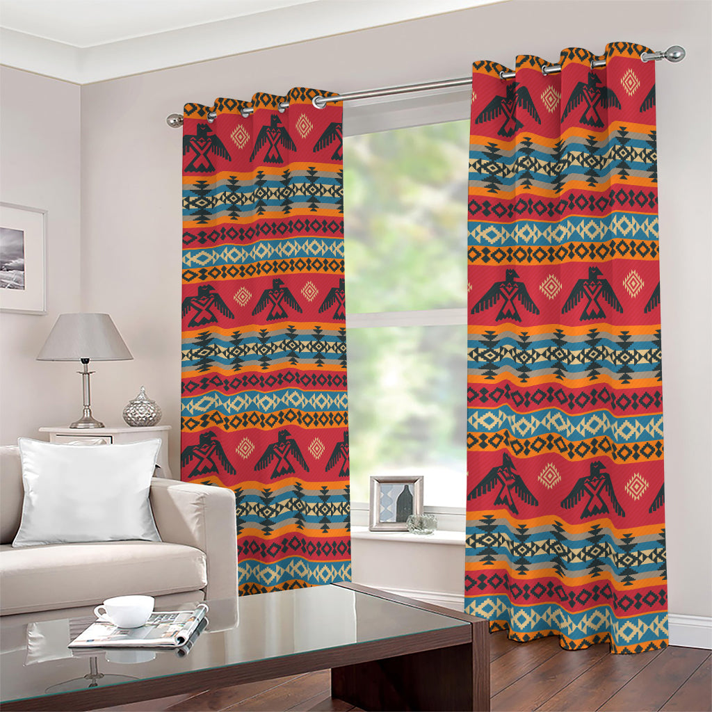 Native American Eagle Pattern Print Blackout Grommet Curtains