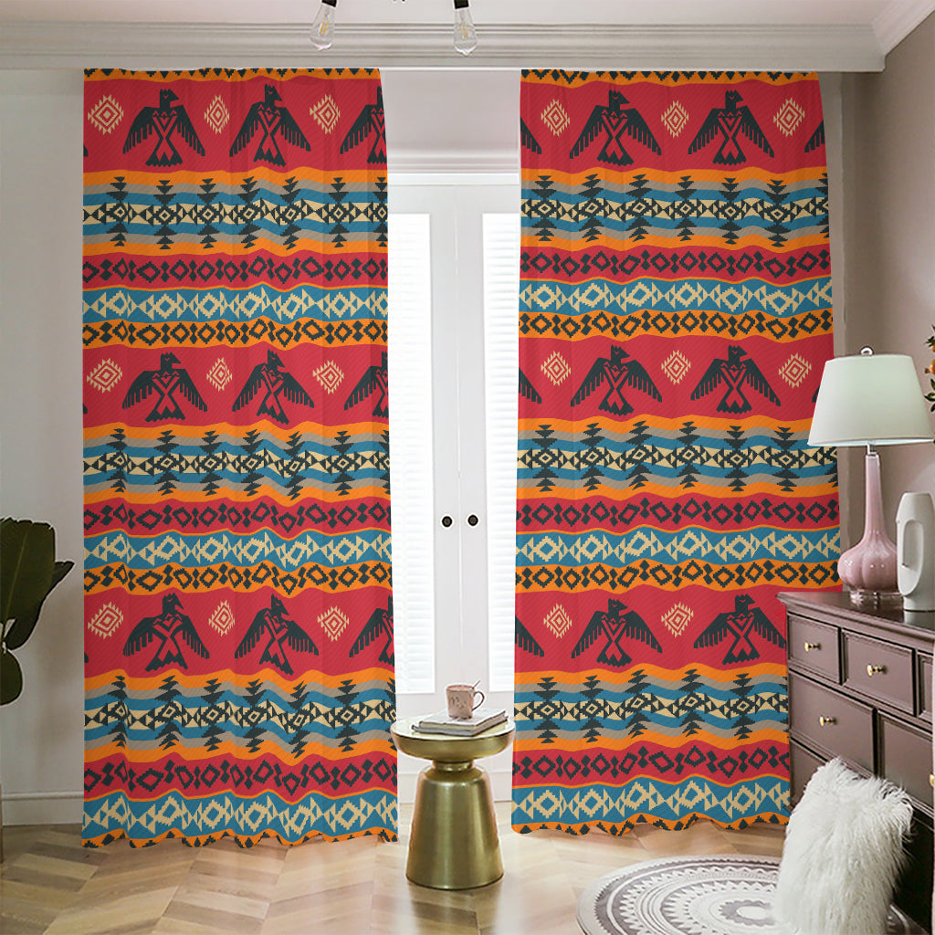 Native American Eagle Pattern Print Blackout Pencil Pleat Curtains