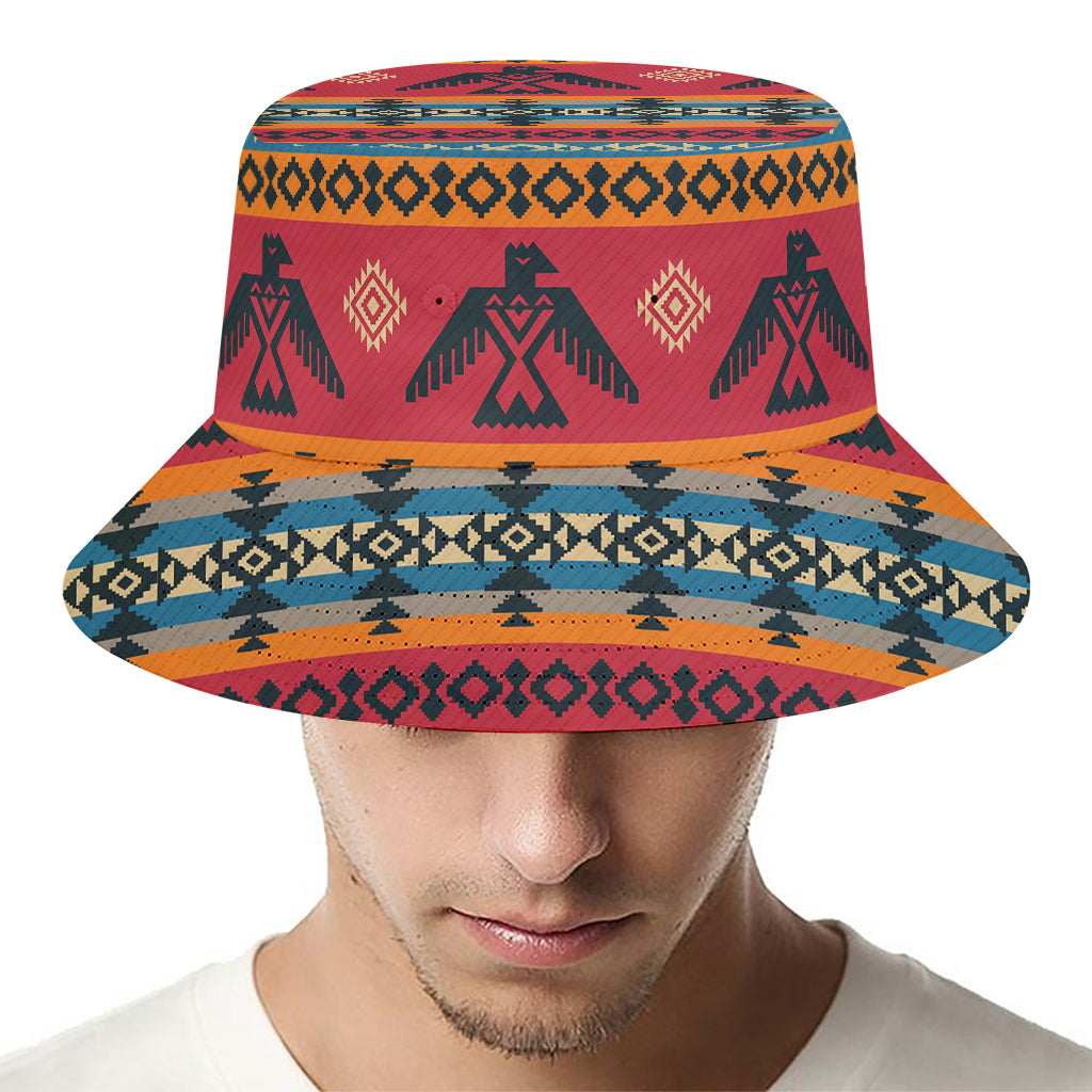 Native American Eagle Pattern Print Bucket Hat