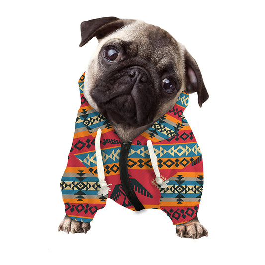 Native American Eagle Pattern Print Dog Zip Up Hoodie