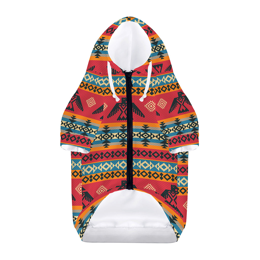 Native American Eagle Pattern Print Dog Zip Up Hoodie