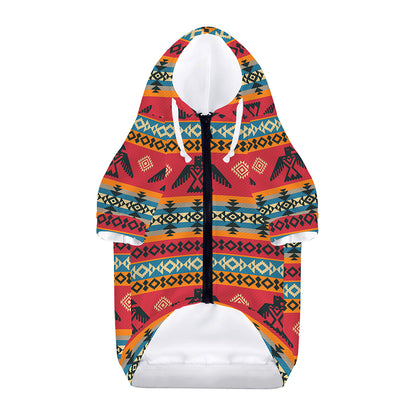 Native American Eagle Pattern Print Dog Zip Up Hoodie