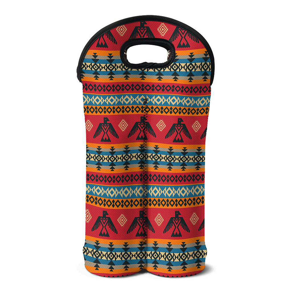 Native American Eagle Pattern Print Double Neoprene Wine Tote
