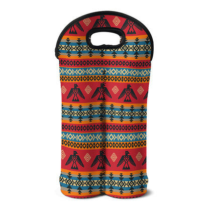 Native American Eagle Pattern Print Double Neoprene Wine Tote