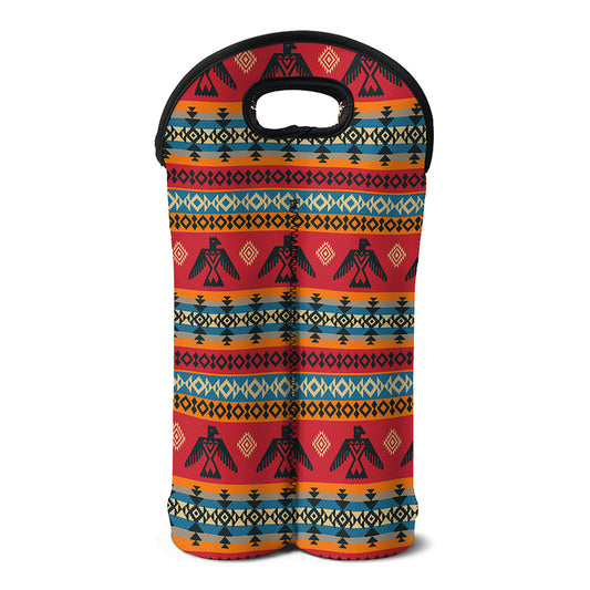 Native American Eagle Pattern Print Double Neoprene Wine Tote