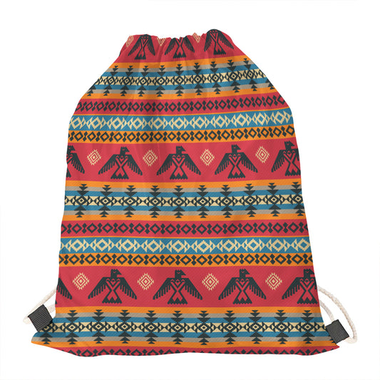 Native American Eagle Pattern Print Drawstring Bag