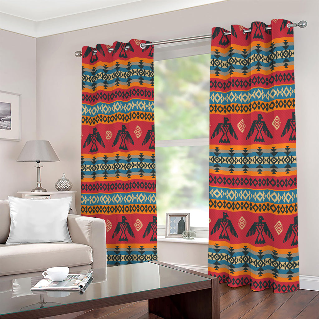 Native American Eagle Pattern Print Extra Wide Grommet Curtains