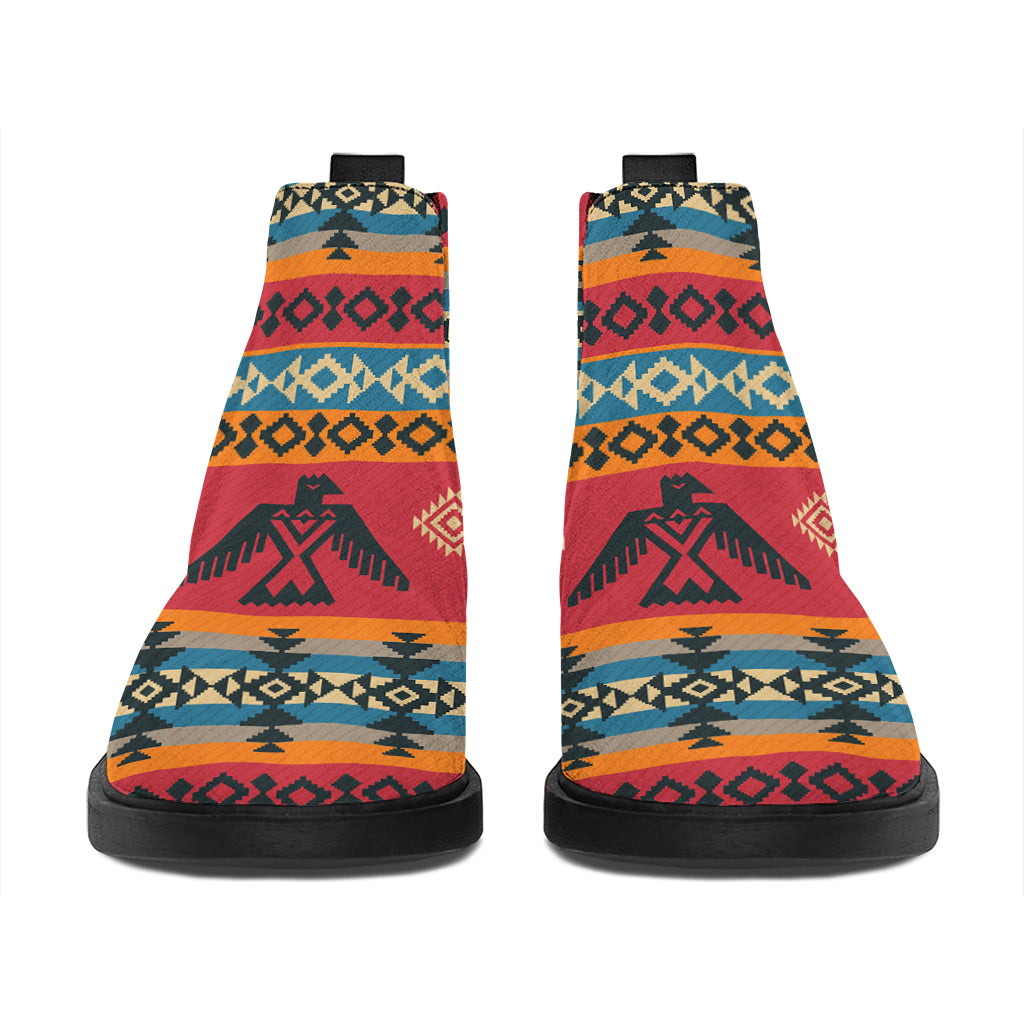 Native American Eagle Pattern Print Flat Ankle Boots