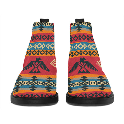 Native American Eagle Pattern Print Flat Ankle Boots