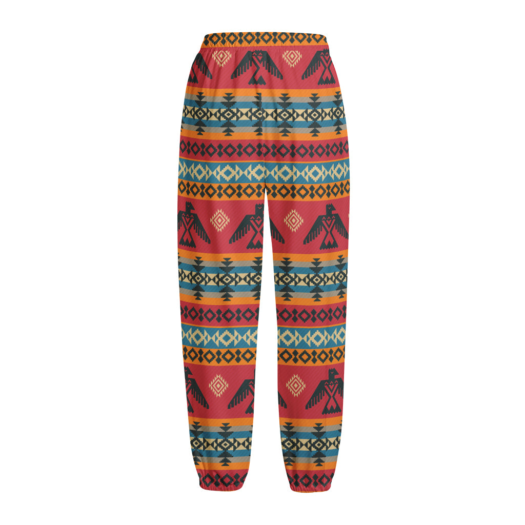 Native American Eagle Pattern Print Fleece Lined Knit Pants