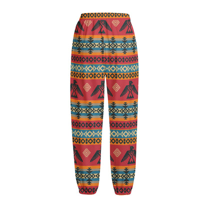 Native American Eagle Pattern Print Fleece Lined Knit Pants