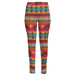 Native American Eagle Pattern Print High-Waisted Pocket Leggings