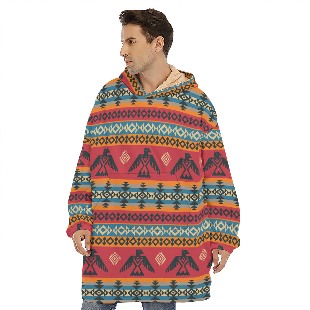 Native American Eagle Pattern Print Hoodie Blanket